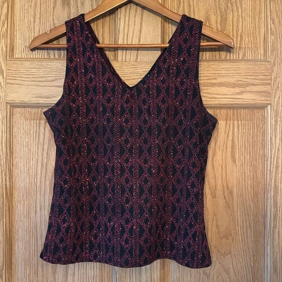 JUMP APPAREL Vintage 90s Black & Red Sparkle Tank Top - Picture 7 of 10